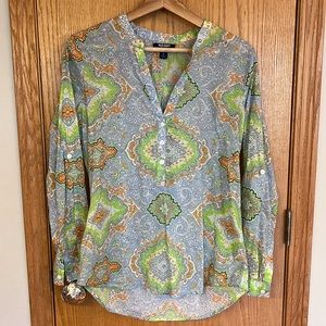 Boho Tunic, Blue Mosaic Pattern Women’s Small